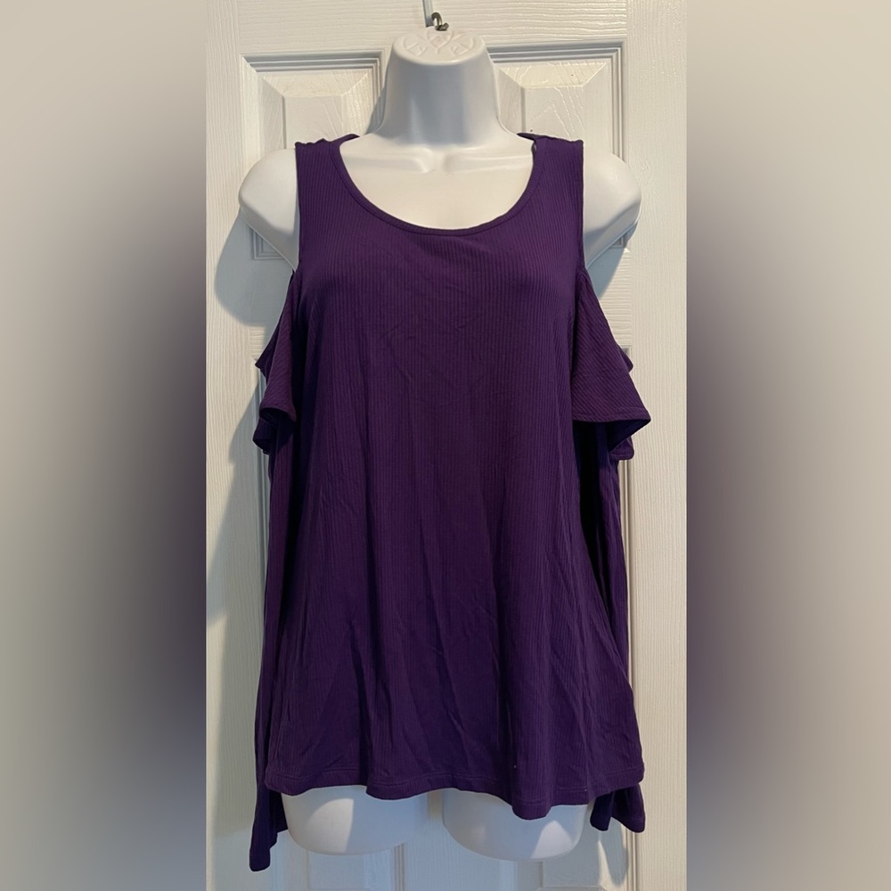 Designer, Michael Kors women’s Cold shoulder, long sleeve, purple tops, size L